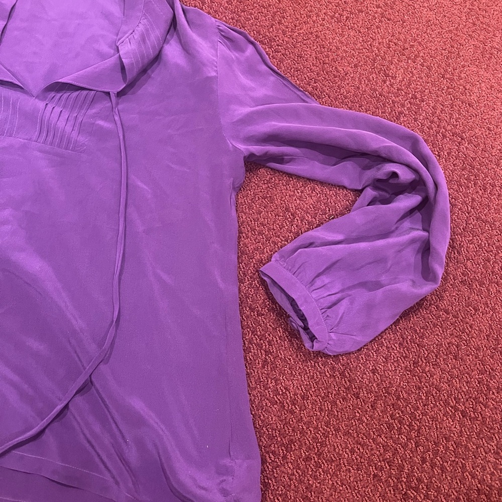 Nieves Lavi New York 100% Silk Blouse Plum Purple Size Medium - Picture 8 of 13